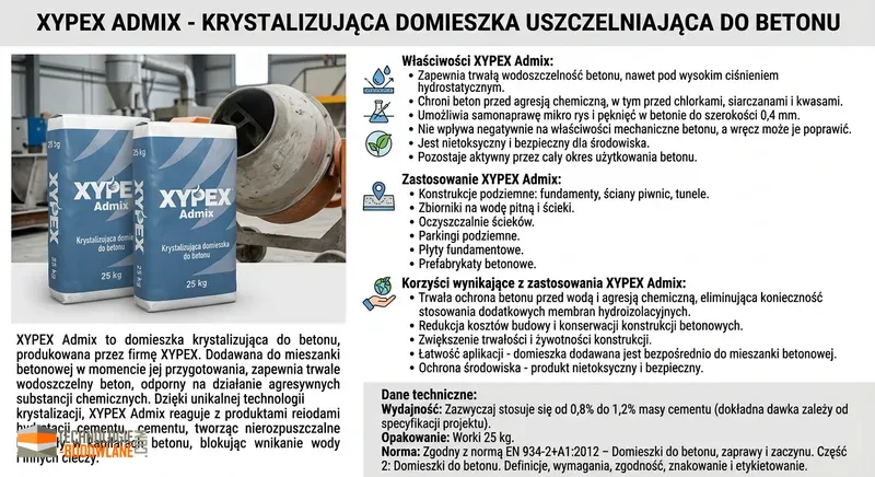Domieszka uszczelniająca do betonu XYPEX Admix